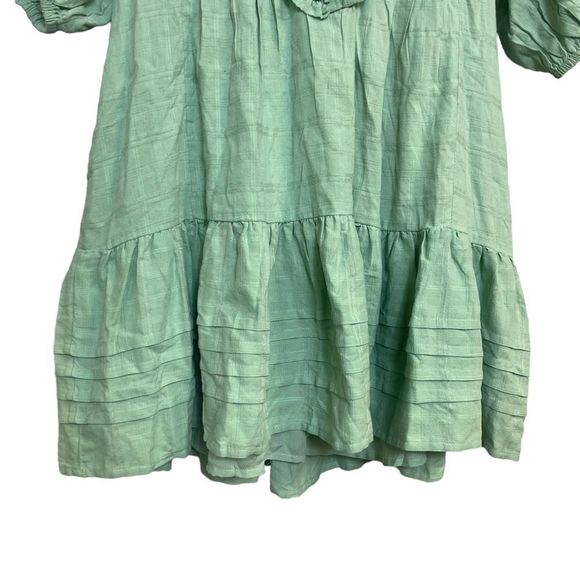 Free People Elora Mini Dress Mermaids Tail Puff Sleeve Lace Boho Peasant Size XS - Picture 9 of 16